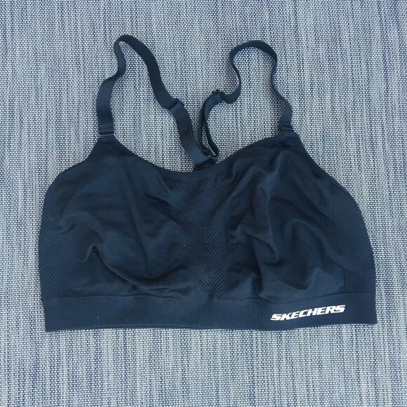 Skechers Sports Bra Womens XL Black Racerback Adjustable Straps - Picture 1 of 5